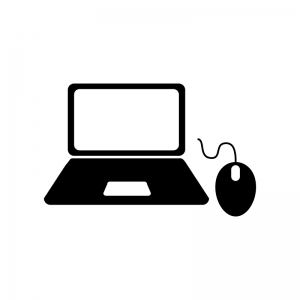 ノートパソコンとマウスのシルエット 無料のai Png白黒シルエット