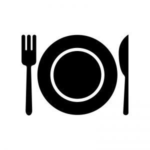お皿付きの食事マークのシルエット 無料のai Png白黒シルエットイラスト