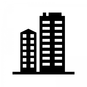 高層マンション ビルのシルエット02 無料のai Png白黒シルエットイラスト