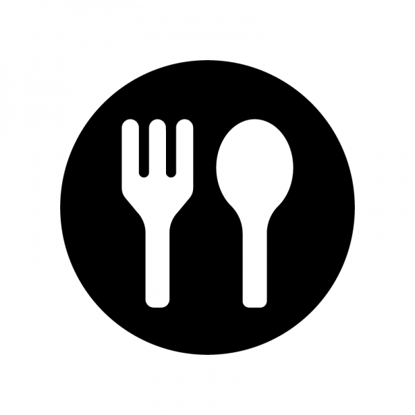 フォークとスプーンの食事マークのシルエット02 | 無料のAi・PNG白黒