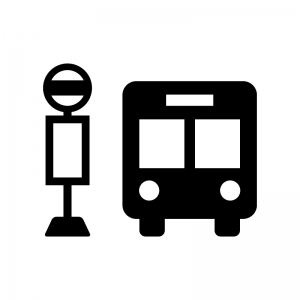 バス停とバスのシルエット02 無料のai Png白黒シルエットイラスト