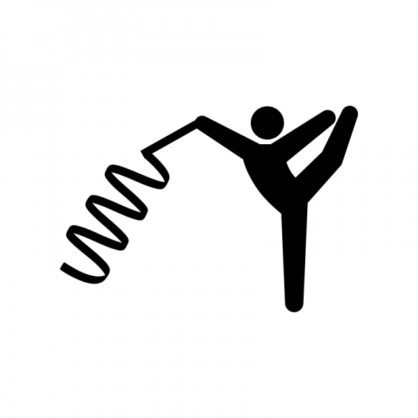 新体操・リボンのシルエット | 無料のAi・PNG白黒シルエットイラスト