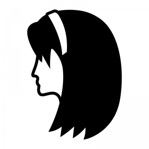カチューシャを付けている女性 横顔 のシルエット02 無料のai Png白黒シルエットイラスト