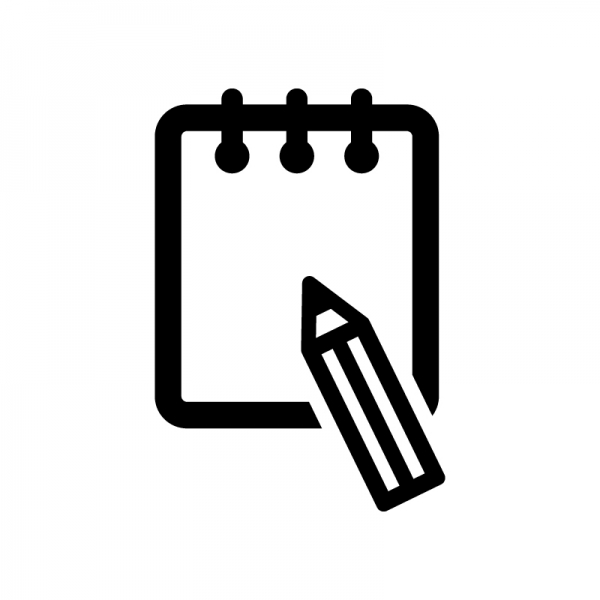 メモ帳と鉛筆のシルエット | 無料のAi・PNG白黒シルエットイラスト